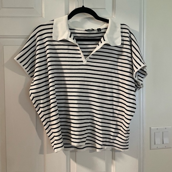 Cyrus Tops - Striped Black and White Knit Top
